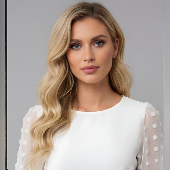 Bishop Sleeve Chiffon Blouse White - Picture 2 of 6